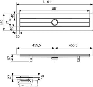 TECE Дренажный канал TECEdrainline, прямой 600900 Seal System 90 см